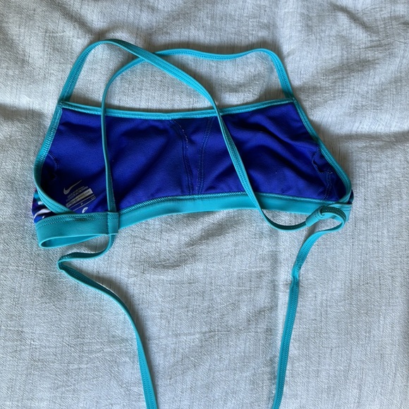 Nike Blue and Pink Swim Cross Back Tie Swim Top - Small - Picture 3 of 4
